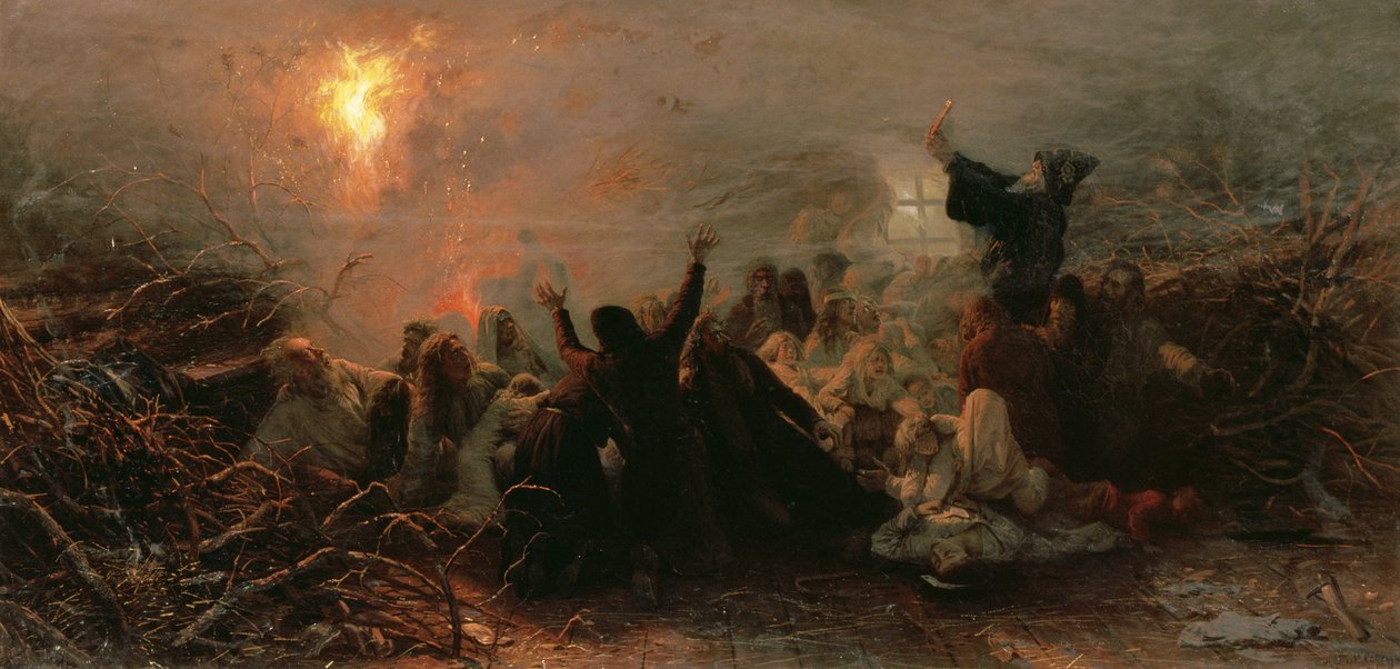 Kendini Yakma, 1884 by Grigori Grigorievich Mjasoedov