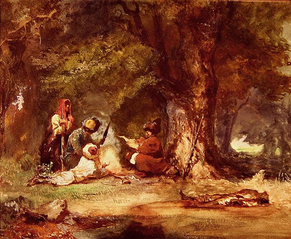1817-64 Kafkas savaşları sırasında Rus askerleri (kağıt üzerine sulu boya) by Grigori Grigorevich Gagarin