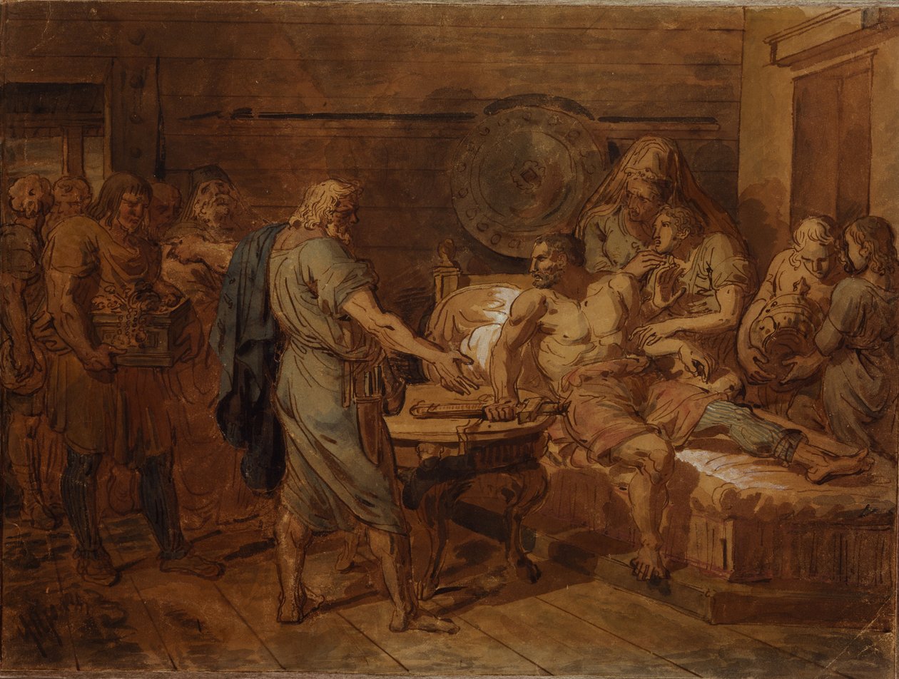 Kuzma Minin'in prens Dmitry Pozharsky'ye çekiciliği, 1800'ler by Grigori Ivanovich Ugryumov