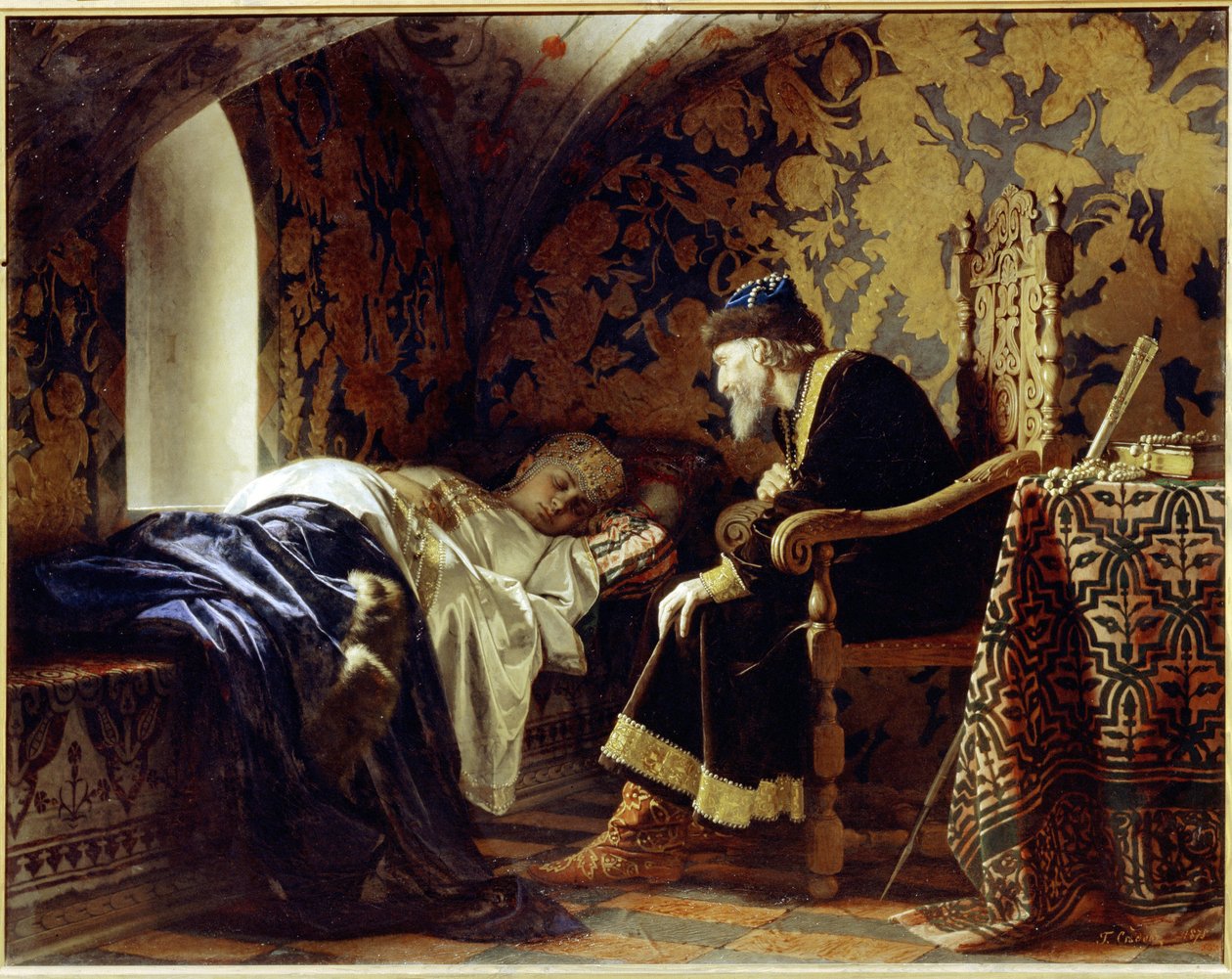 Vassilissa Melentieva (öldü 1579) ve Çar IV. Korkunç İvan (1530-1584). (Vasilisa Melentyevna ve Çar Korkunç İvan). Çarın altıncı karısı olan genç ve güzel kadın, Terör İvan