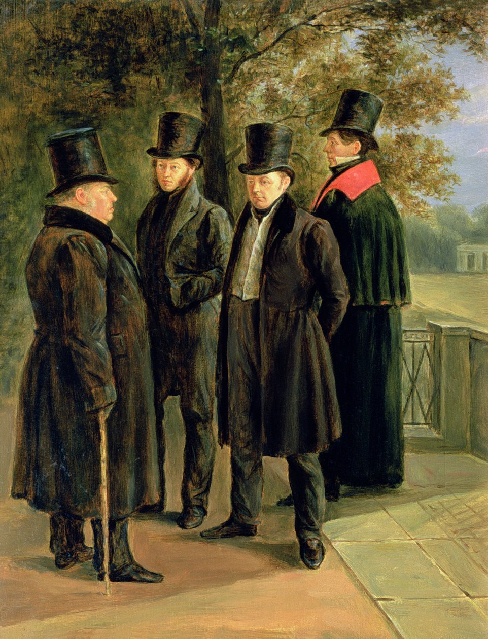 Şairler Aleksandr Puşkin (1799-1837), Ivan Krylov (176869-1844), Vasily Zhukovsky (1783-1852) ve Nicolai Gnedich (1784-1833) by Grigory Tchernezov