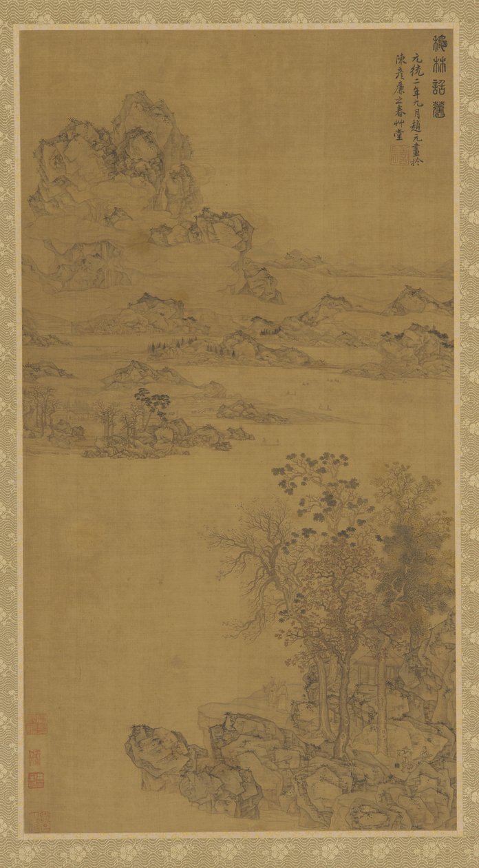 Sonbahar Ağaçları Altında Bir Arkadaştan Ayrılmak, Qing Hanedanlığı, 17.-18. Yüzyılın Başları. by Gu Fuzhen