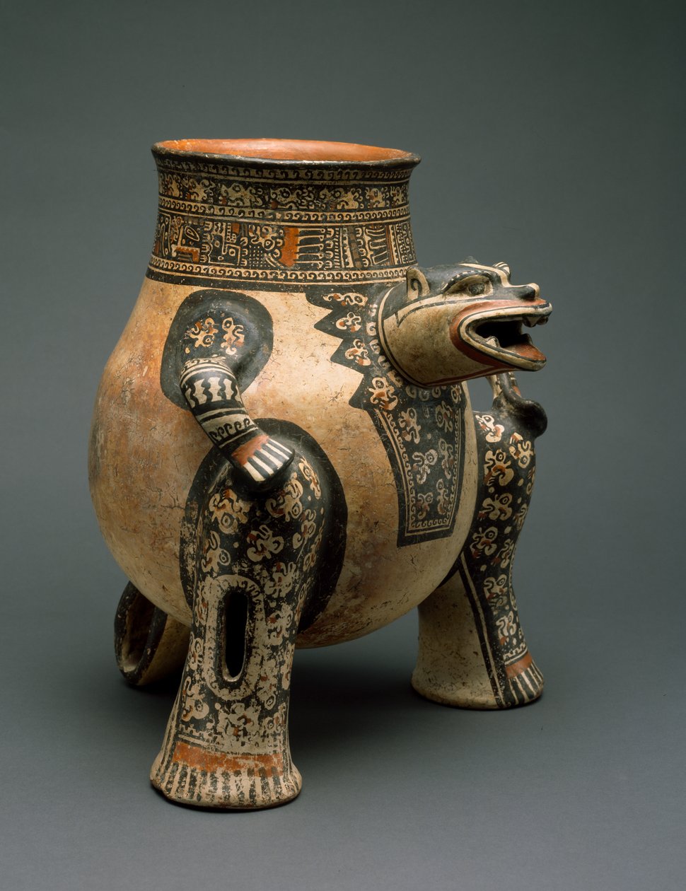 Jaguar Gemisi, Kuzeybatı Kosta Rika, Geç Dönem VI, 1200-1400 (çok renkli astar boyalı toprak kap) by Guanacaste Nicoya Culture Guanacaste Nicoya Culture