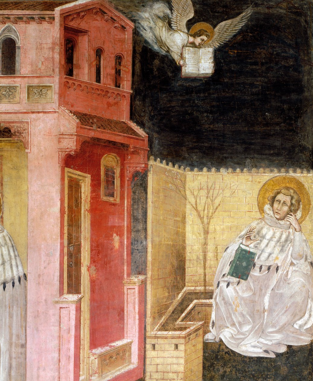 Meleğin görünüşü, Aziz Augustine Vizyonundan detay, Aziz Philip ve Aziz Augustine Öykülerinden sahne, Guariento tarafından (1338