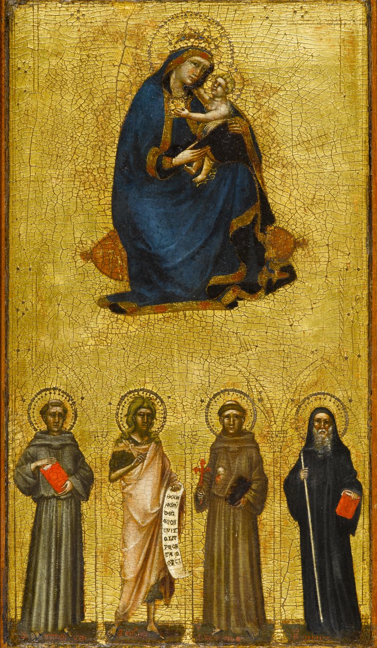 Azizler ile Madonna ve Çocuk, 1360 dolaylarında (kavak panelinde tempera ve altın varak) by Guariento di Arpo