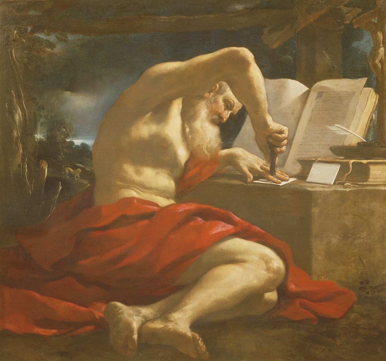 Aziz Jerome bir mektubu mühürler by Giovanni Francesco Barbieri