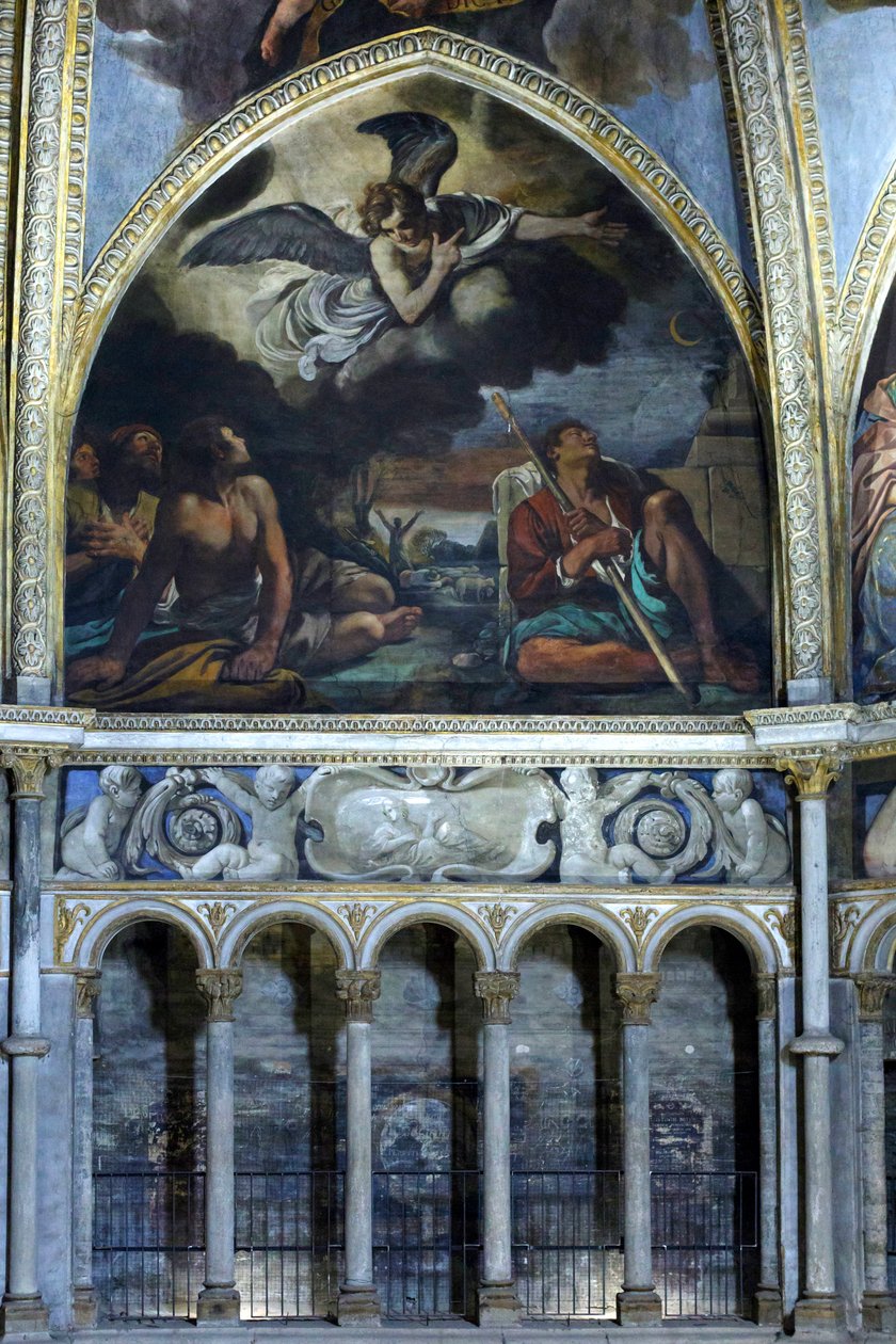 Çobanlara müjdeyi tasvir eden fresk by Guercino (1591-1666)