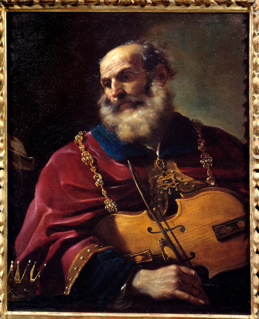 Kral David (keman çalıyor). Barbieri Giovanni Francesco dit Le Guerchin tarafından yapılan boyama (1591-1666) by Guercino