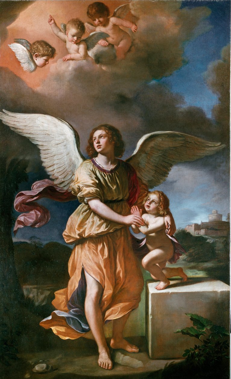 Koruyucu Melek (tuval üzerine yağlı boya by Guercino