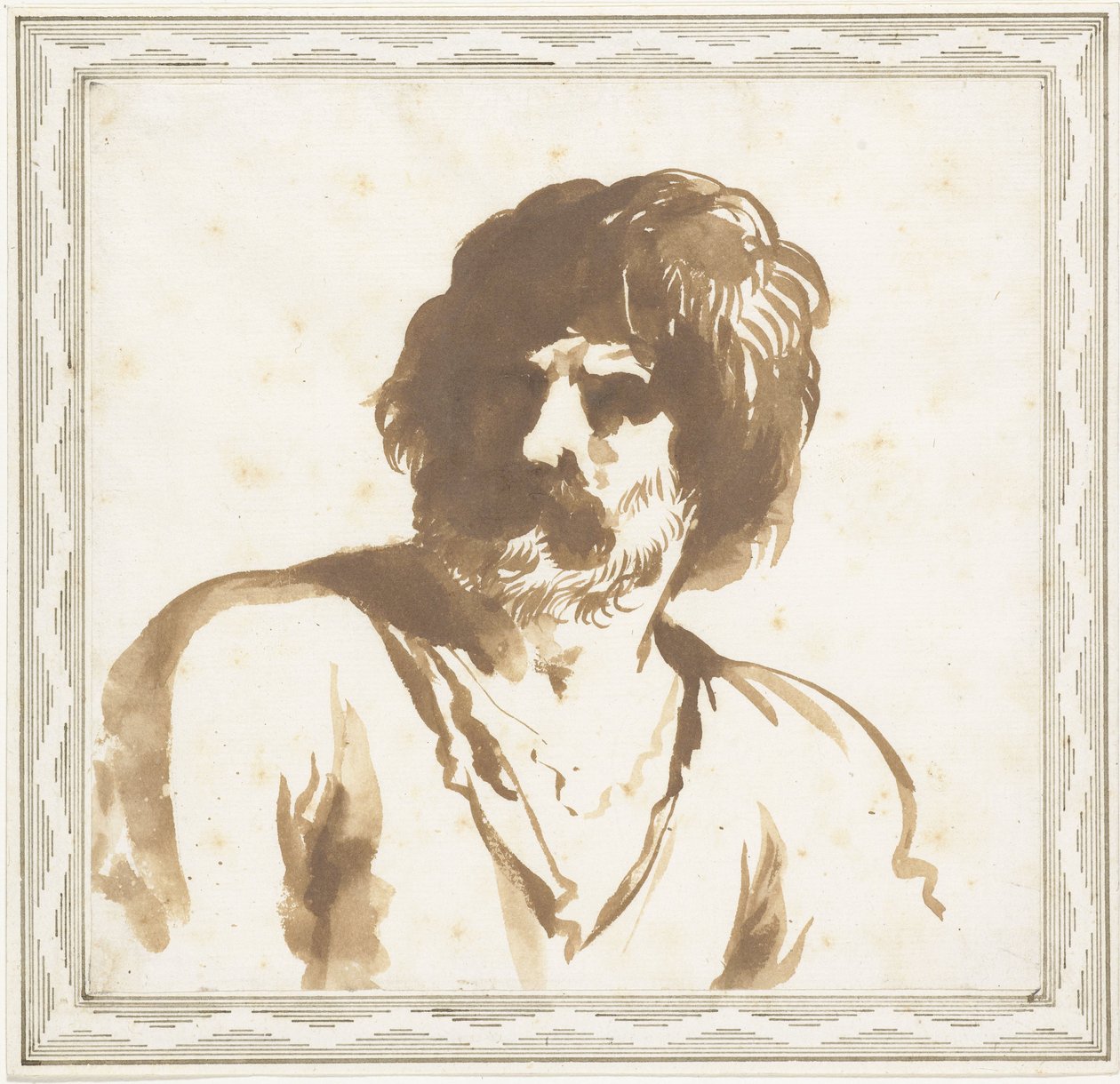 Bir adamın büstü by Guercino (attributed to)