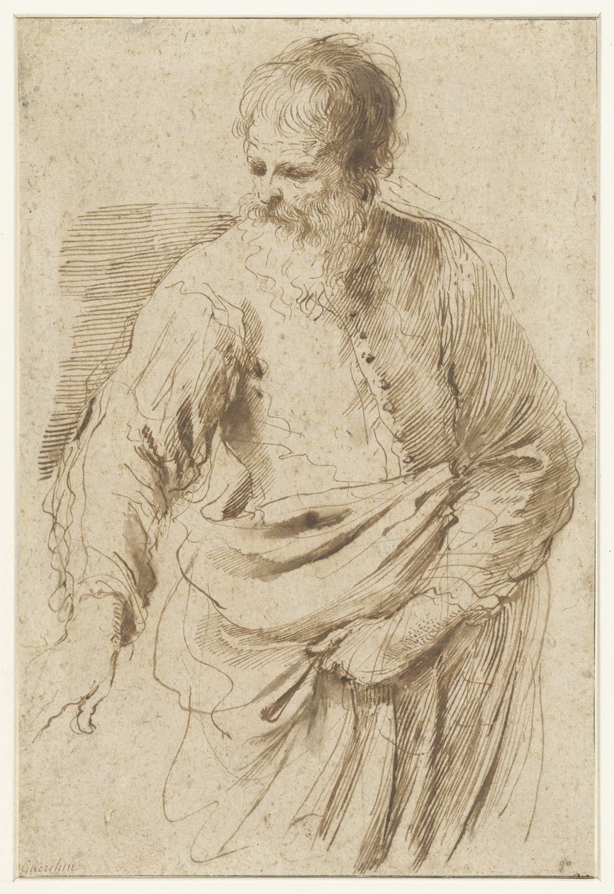 ayakta yaşlı adam by Guercino (attributed to)