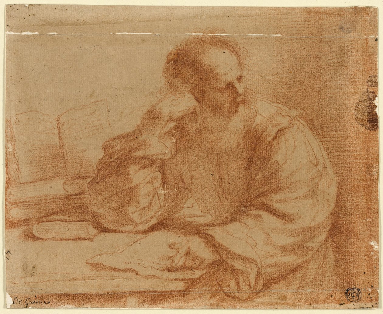 Masada Oturan Sakallı Adam by Guercino