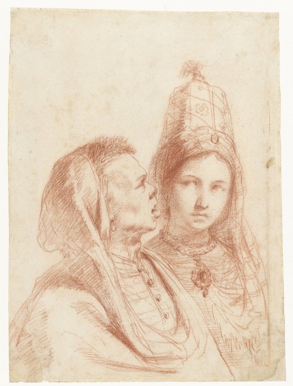 Egzotik Kostümlü Bir Erkek ve Kadın Büstleri by Guercino
