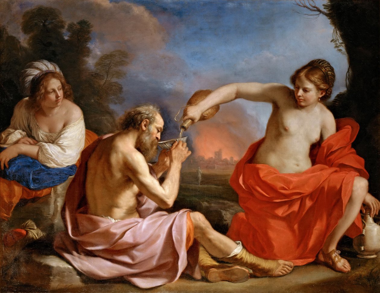 Lût ve Kızları by Guercino