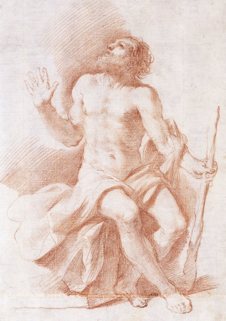 Münzevi Aziz Paul, Sola Bakıyor ve Bir Sopa Tutuyor, c.1637-8 by Guercino