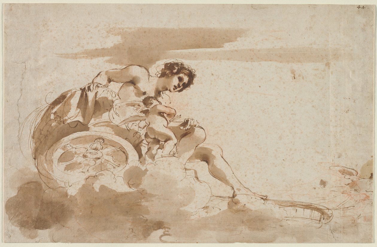 Bir Arabada Venüs ve Aşk Tanrısı, 1615-1617. by Guercino
