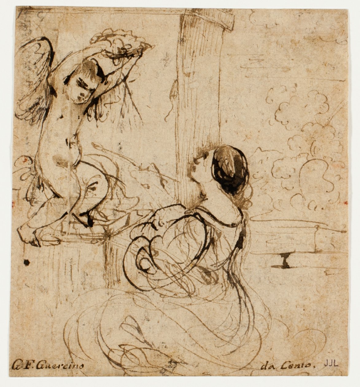 Putto olan kadın by Guercino