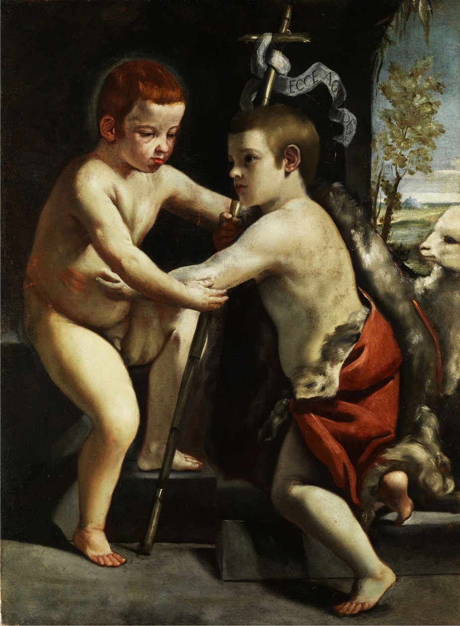 Çocuk John ile Bebek İsa by Guido Cagnacci