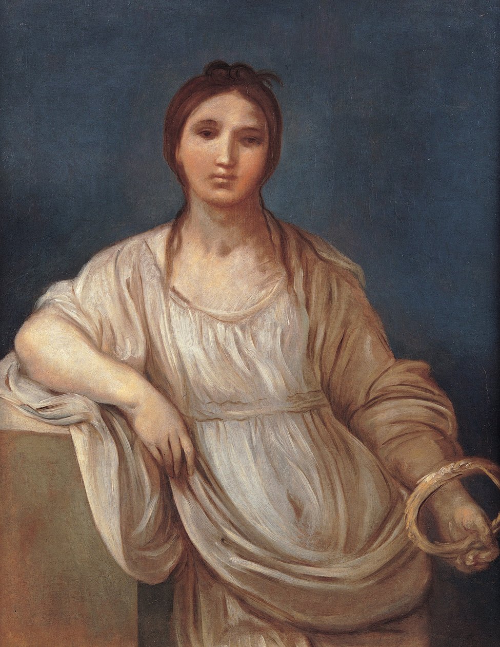 Bir taç ile kız portresi by Guido Reni