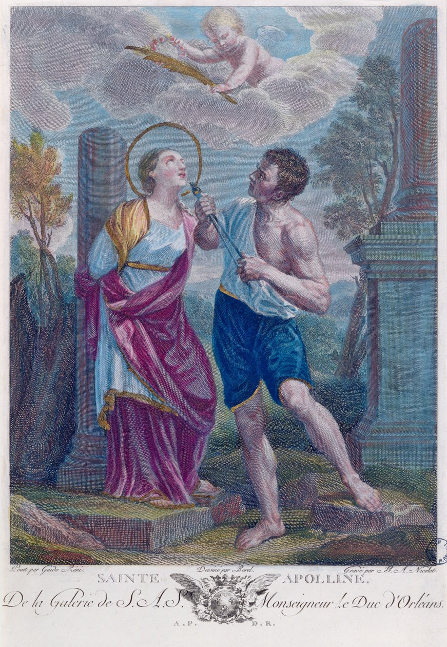 Aziz Apollonia (renkli gravür) by Guido Reni