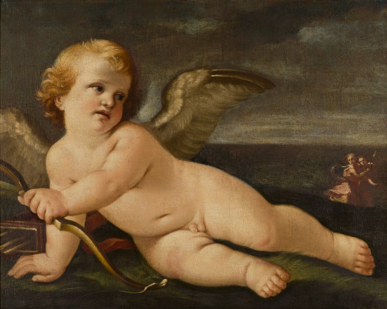 Yaylı Aşk Tanrısı, c.1595-1642 (tuval üzerine yağlı boya) by Guido (follower of) Reni