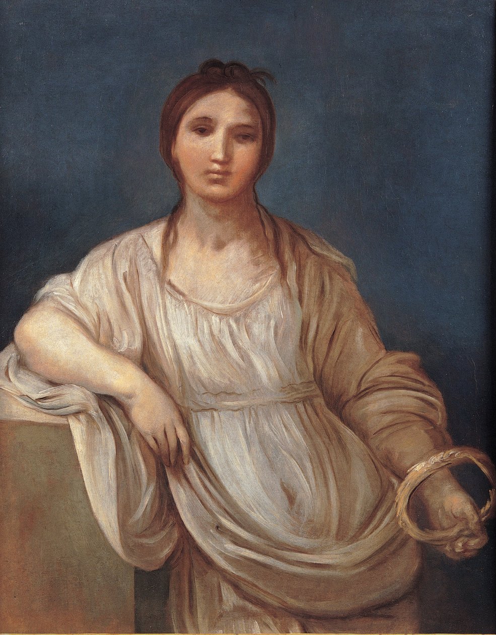 Taçlı bir kız portresi by Guido Reni