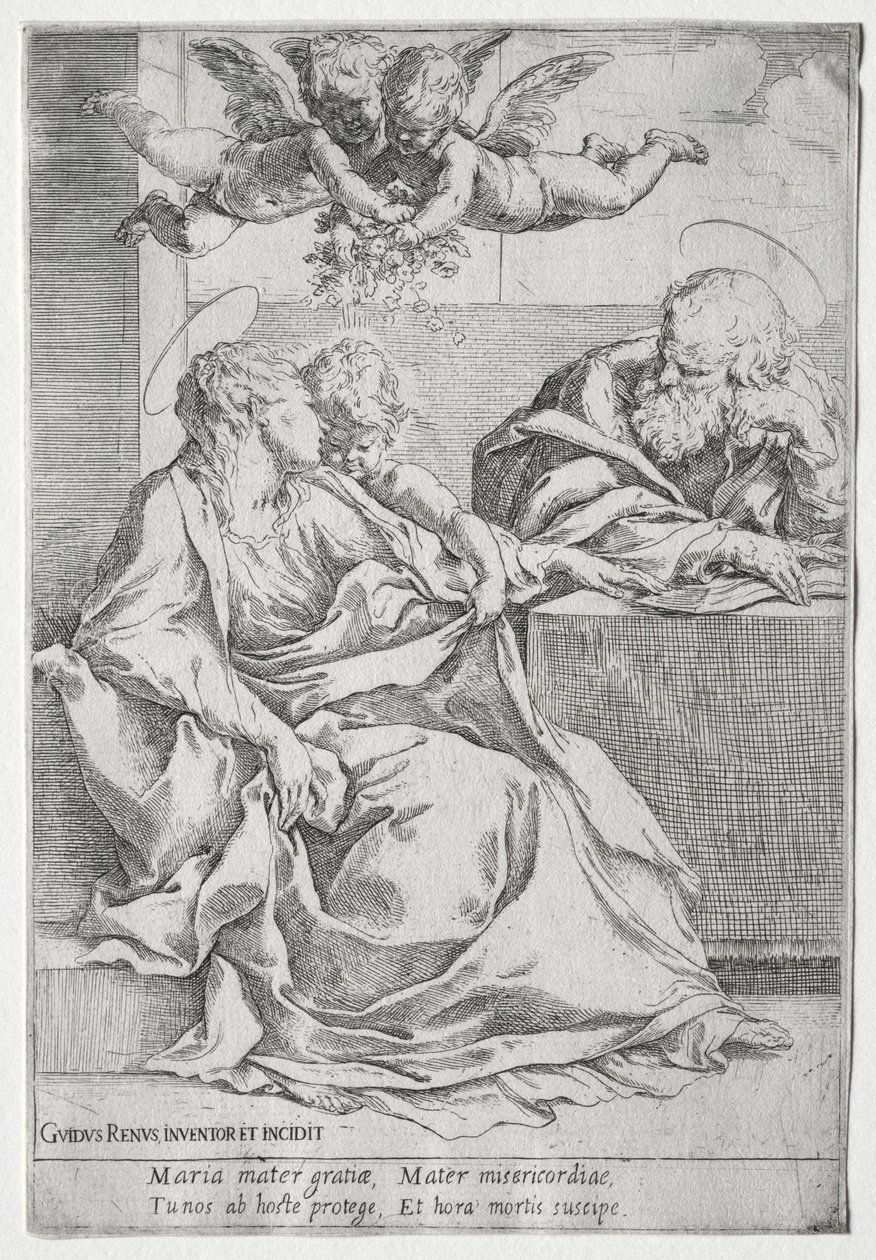 İki Melekli Kutsal Aile. by Guido Reni