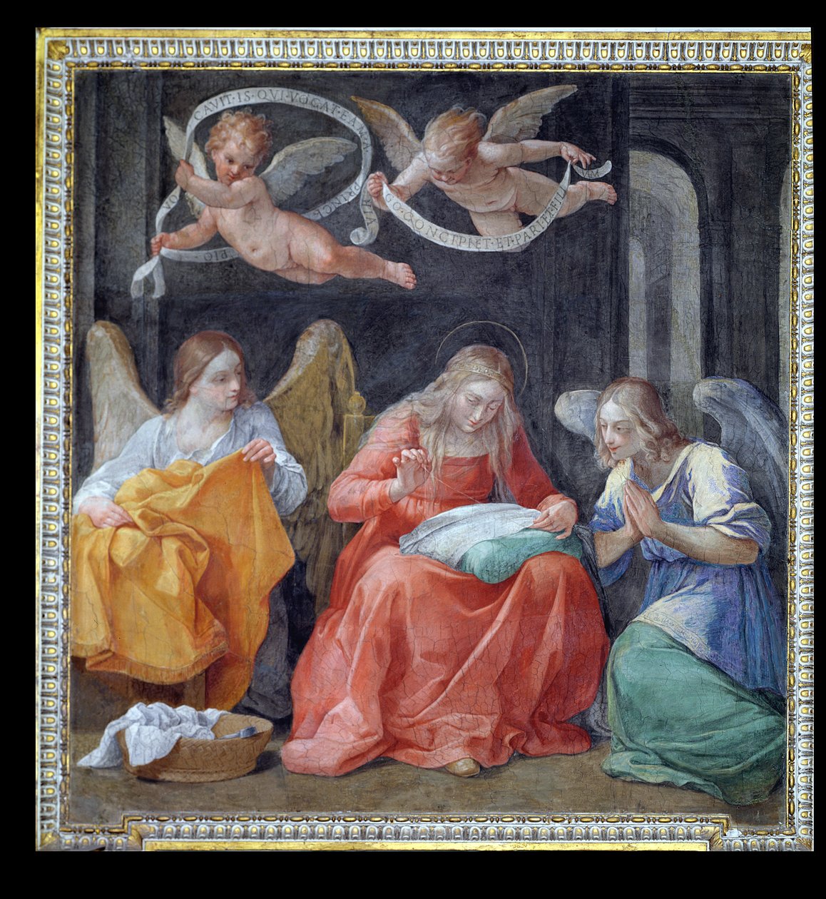 'Cappella dell'Annunciata'dan Bakire Dikiş, (Müjde Şapeli) 1610 by Guido Reni