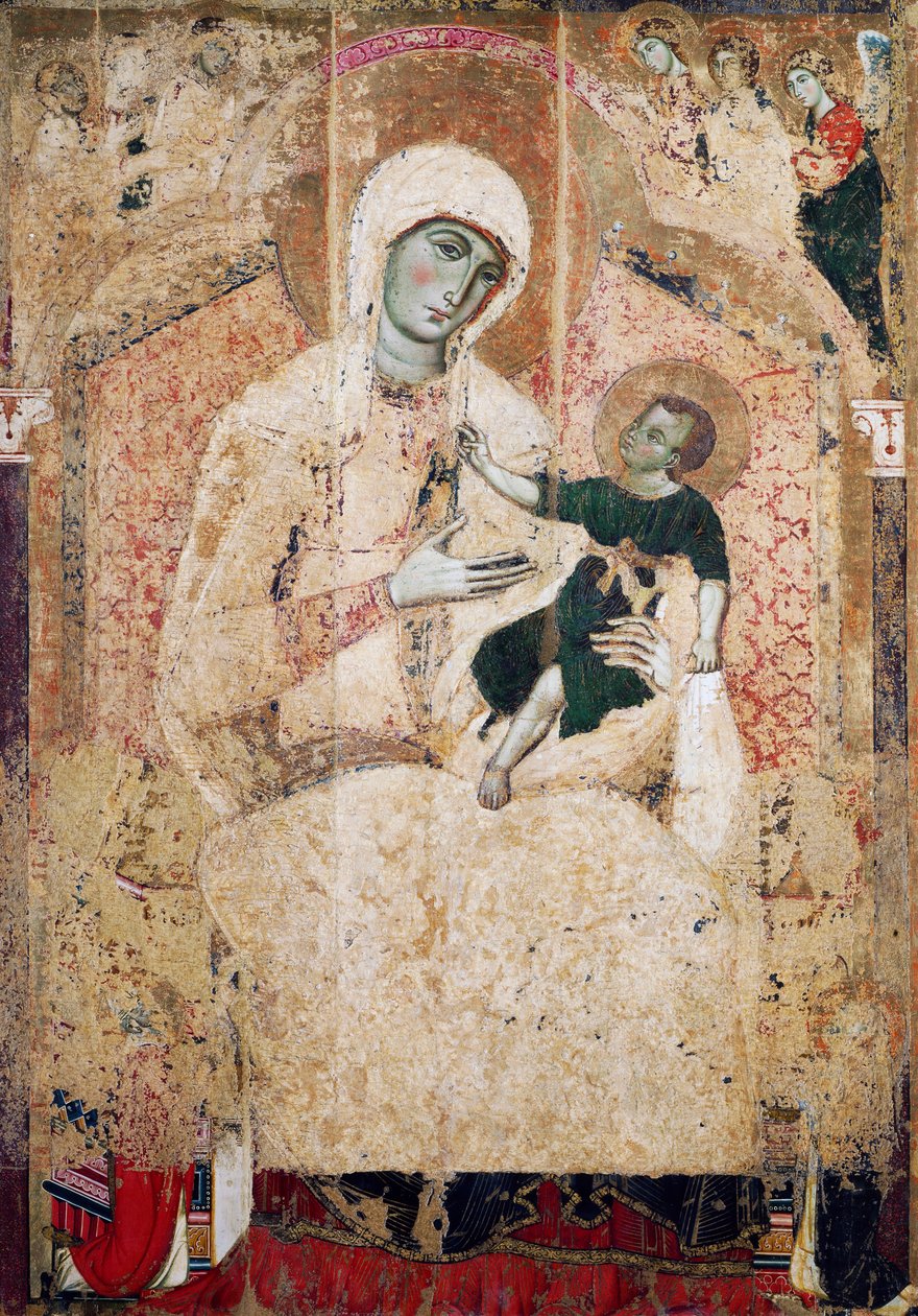 tahta geçen Madonna by Guido da Siena