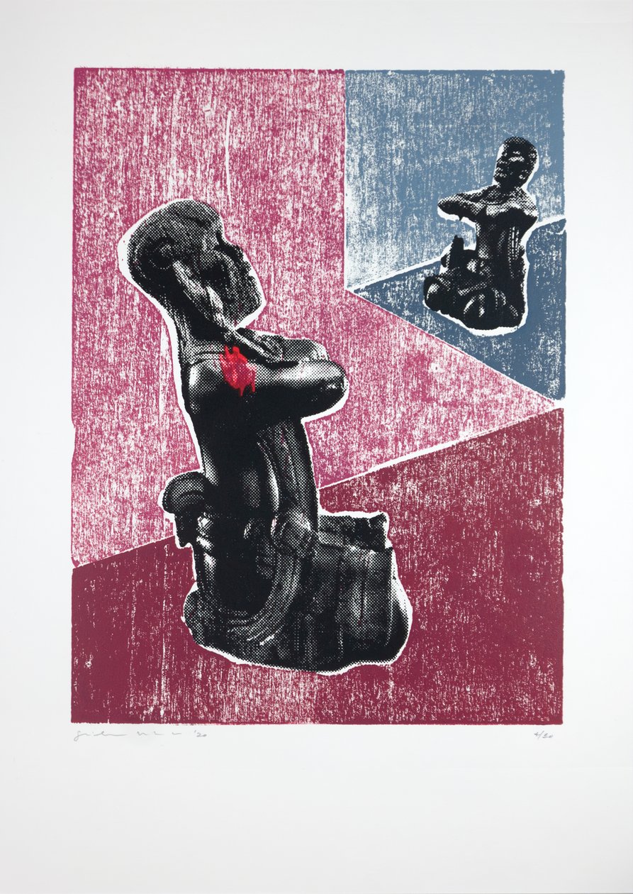 Görünmez Oda nº7, Megalomania, 2019 (tahta baskı ve serigrafi) by Guilherme Pontes