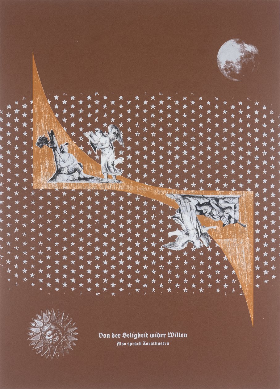Involuntary Bliss,Thus Spoke Zarathustra, 2025 (Woodcut and Silkscreen) by Guilherme Pontes