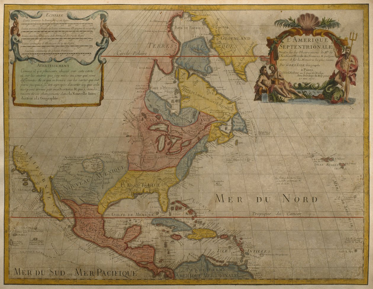 Orta ve Kuzey Amerika Haritası, 1700