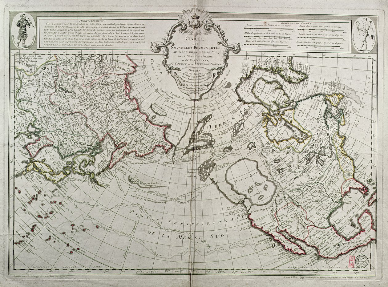 Güney Denizlerinin Kuzeyindeki Yeni Keşiflerin Haritası, 1750 by Guillaume Delisle