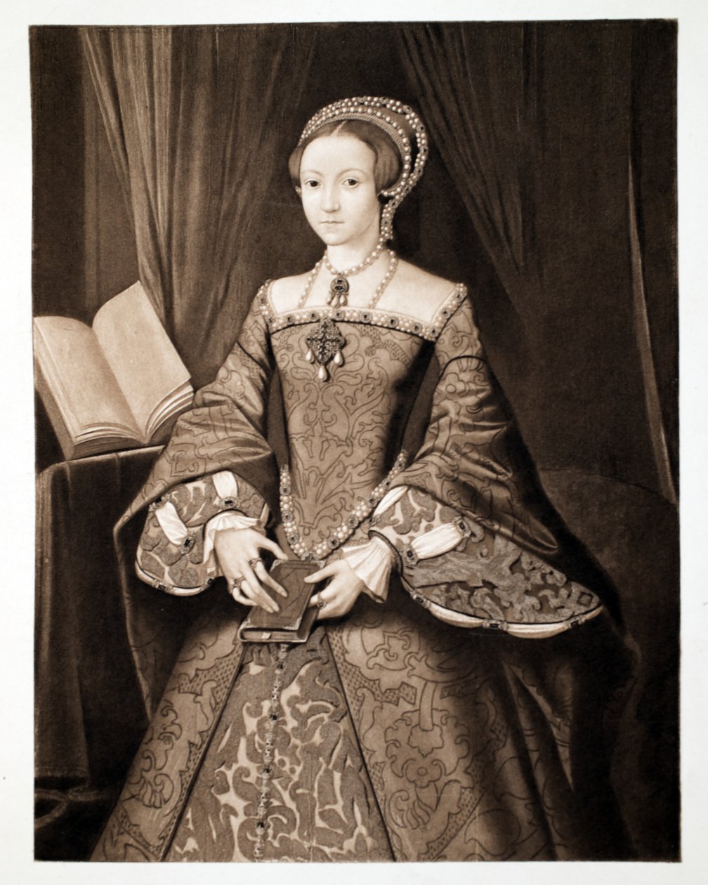 Prenses Elizabeth, daha sonra Kraliçe I. Elizabeth, c.1547, pub. 1902 (kollotip) by Guillaume Scrots