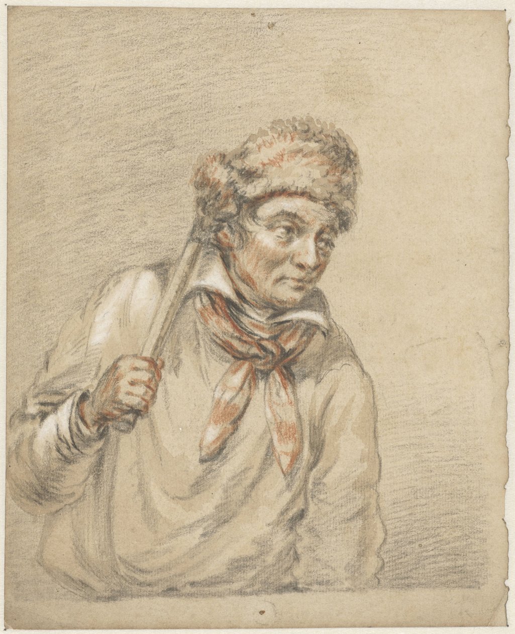 Kafasında kürk şapka olan adam by Guillaume Anne van der Brugghen