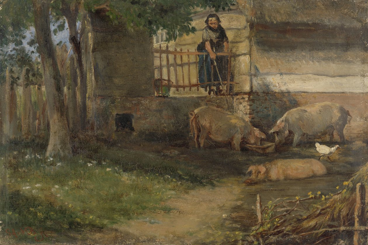 Bir Ahırdaki Domuzlar by Guillaume Anne van der Brugghen