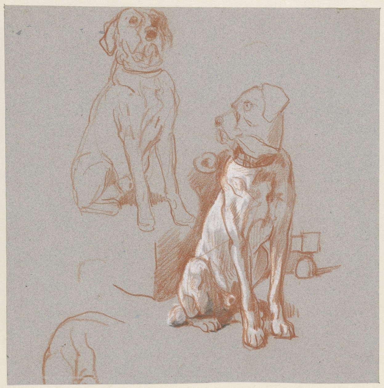 Oturan bir köpeğin iki çalışması by Guillaume Anne van der Brugghen
