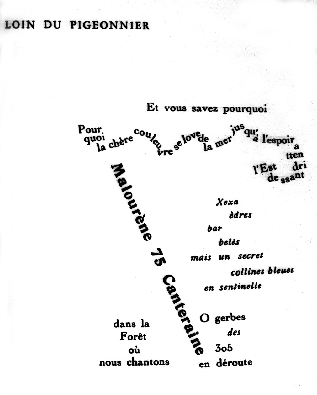 Guillaume Apollinaire (1880-1918) Kaligramı: “” Güvercinden Uzak”” by Guillaume Apollinaire