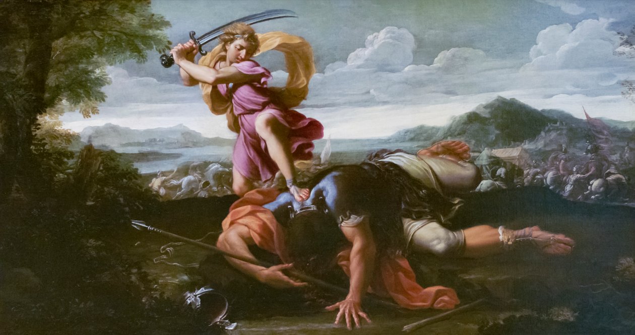David ve Goliath, 1650'lerin sonları (tuval üzerine yağlı boya) by Guillaume Courtois