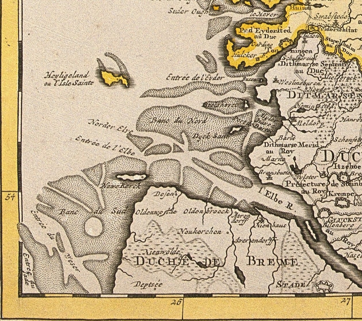 Danimarka haritasından Heligoland detayı, 1730 by Guillaume Delisle