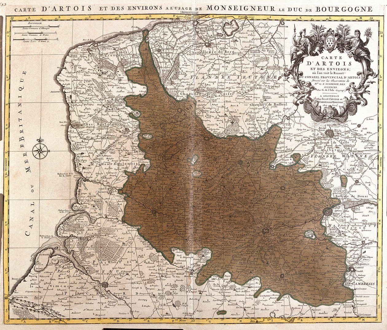 Artois Haritası (Pas de Calais, Fransa) (gravür by Guillaume Delisle