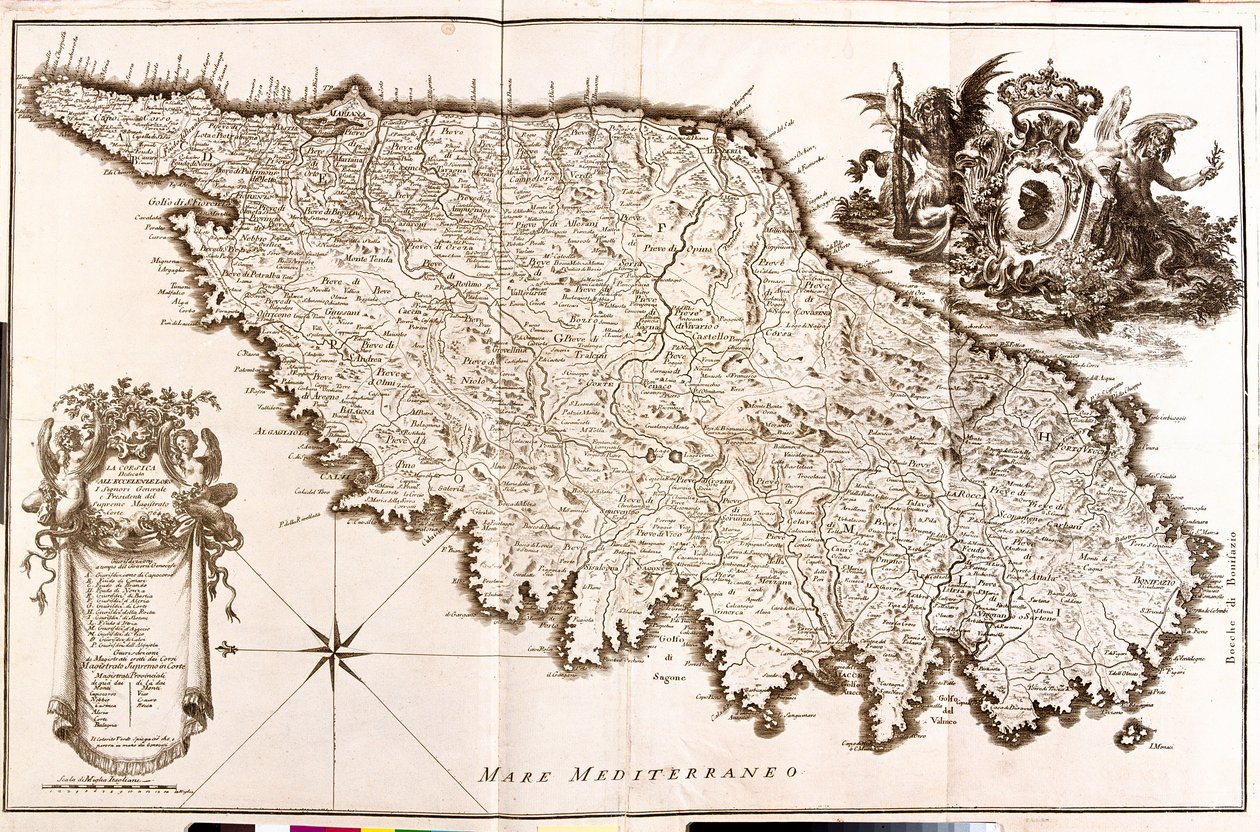 Korsika Haritası (Fransa) (gravür by Guillaume Delisle