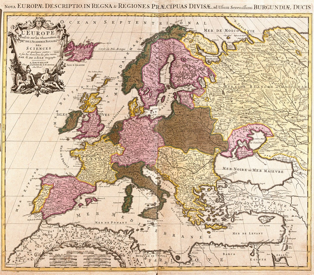 Map of Europe (etching by Guillaume Delisle