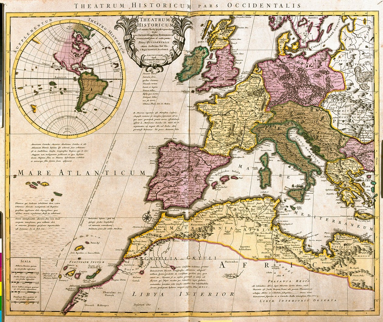 Avrupa ve Kuzey Afrika Kıyıları Haritası (gravür by Guillaume Delisle