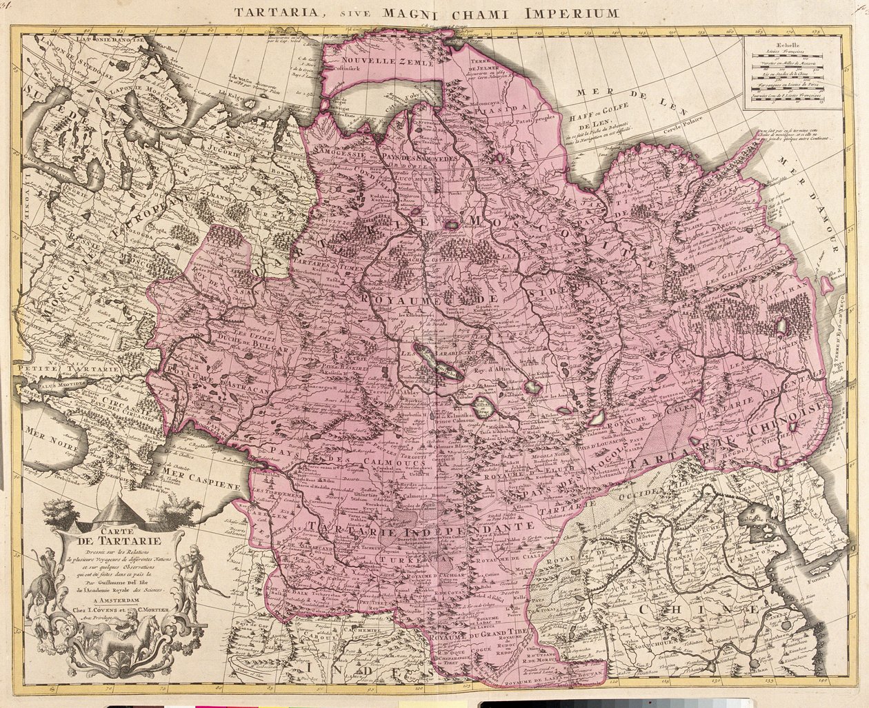 Tartaria Haritası (Orta Asya, Sibirya, Türkistan, Moğolistan ve Mançurya) (gravür by Guillaume Delisle