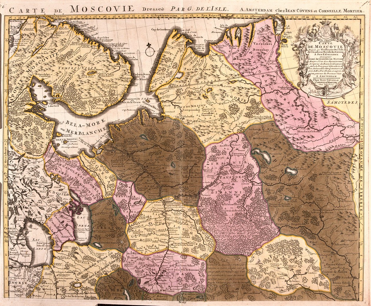 Moskova Büyük Prensliği Haritası (Rusya) (gravür by Guillaume Delisle