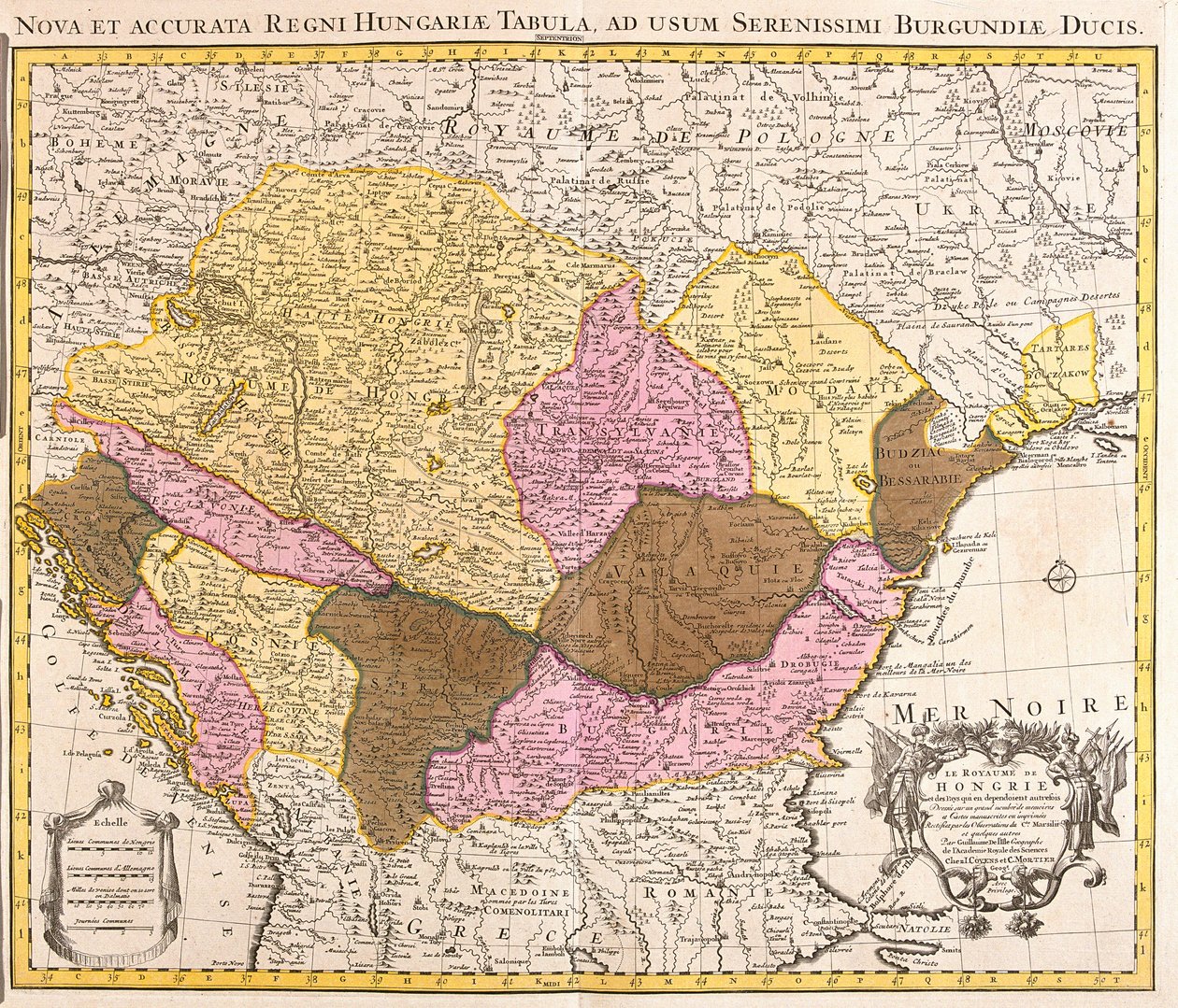 Macaristan Krallığı Haritası (gravür by Guillaume Delisle