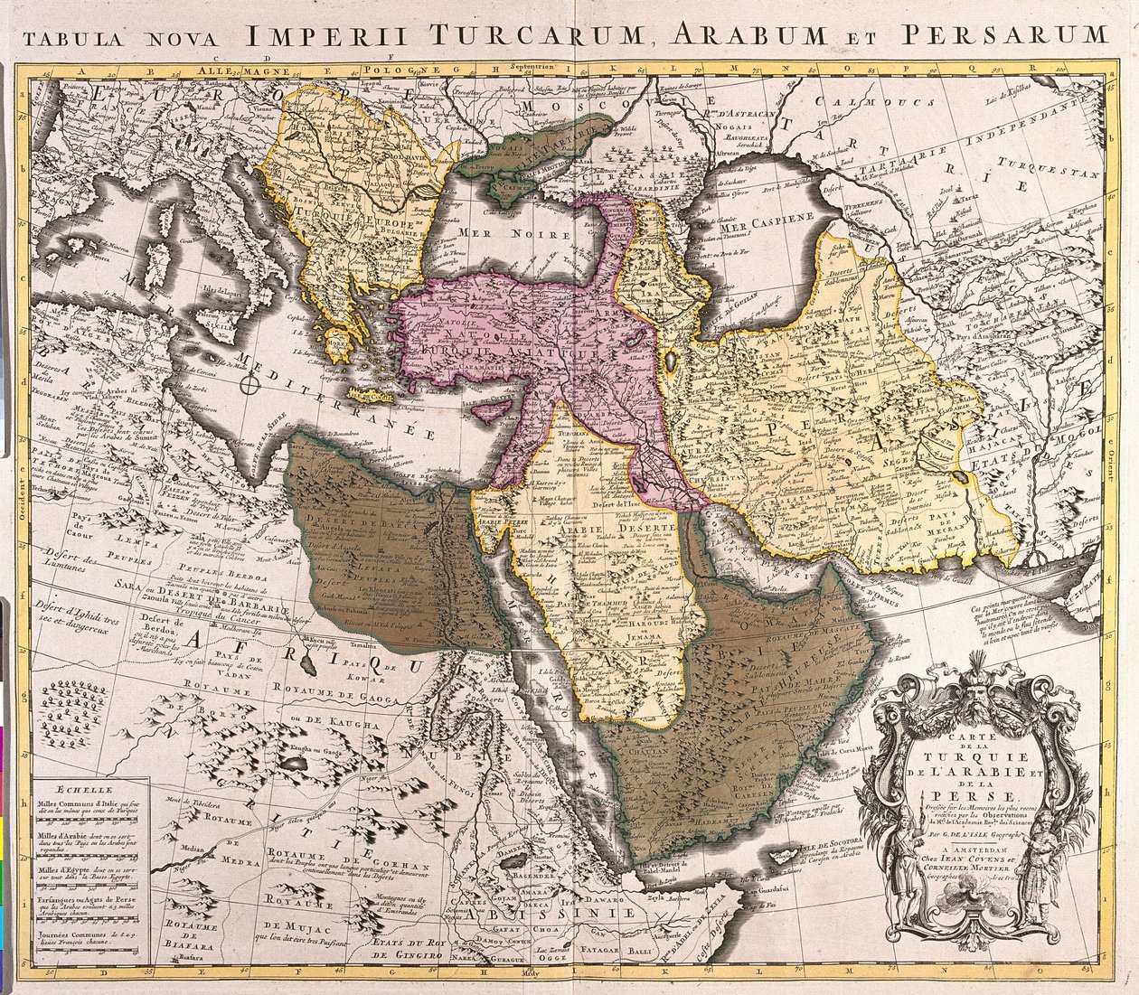 Ortadoğu Haritası: Türk İmparatorluğu, İran ve Arap Yarımadası (gravür by Guillaume Delisle