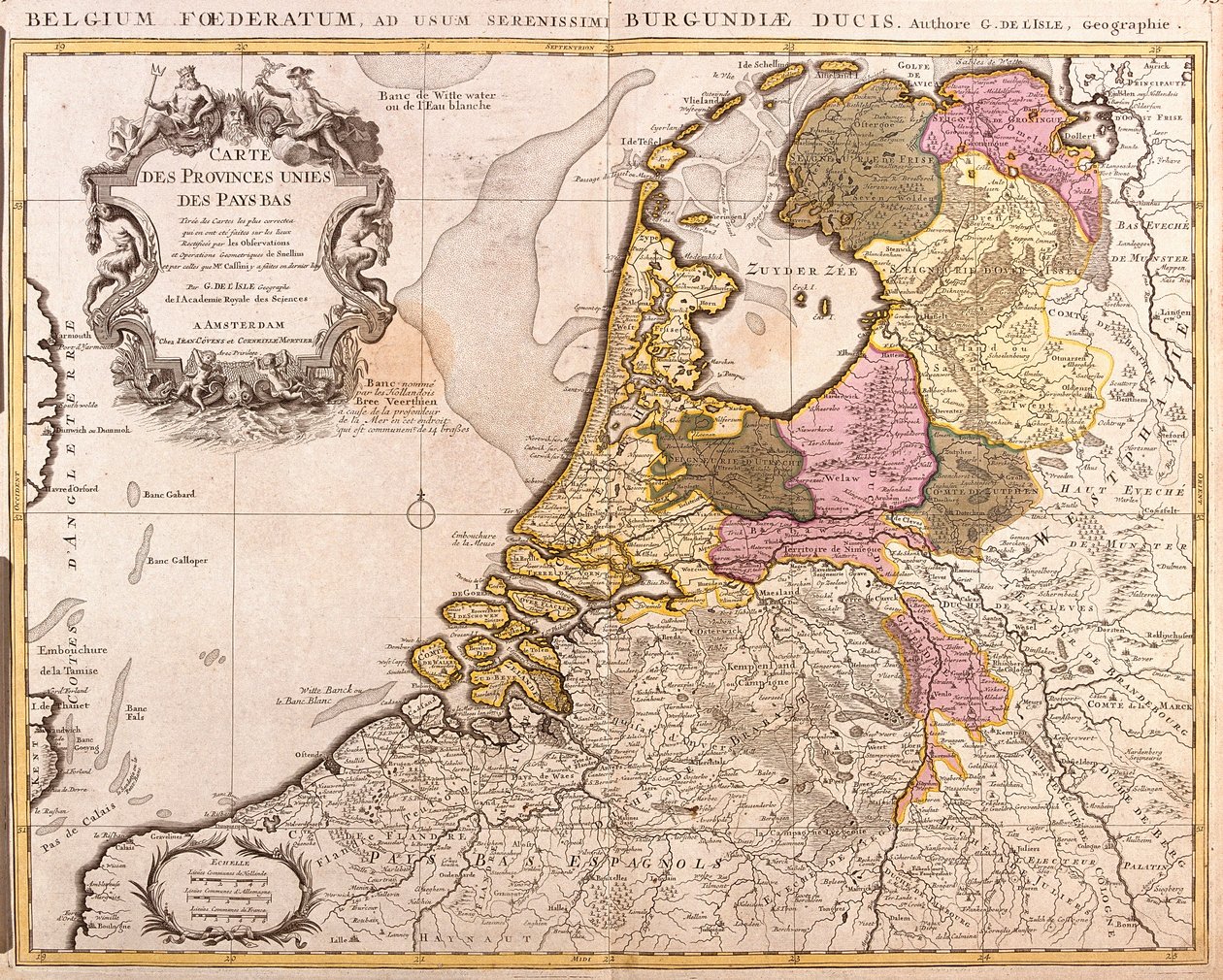 Hollanda Birleşik İlleri Haritası (gravür by Guillaume Delisle