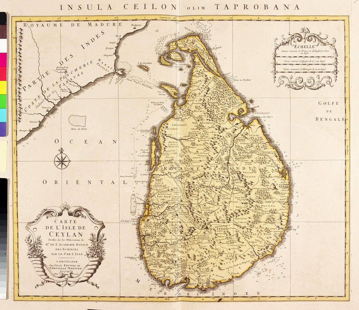 Seylan adasının haritası (Sri Lanka) (gravür by Guillaume Delisle